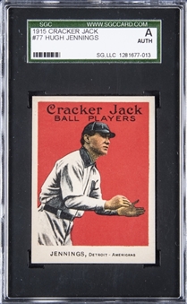 1915 Cracker Jack #77 Hugh Jennings - SGC Authentic